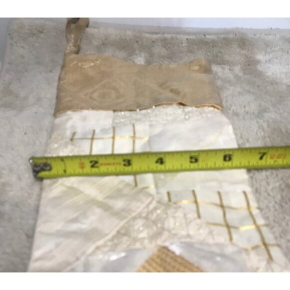 Elegant Patchwork Christmas Stocking Beige & Gold 19" - Picture 6 of 6